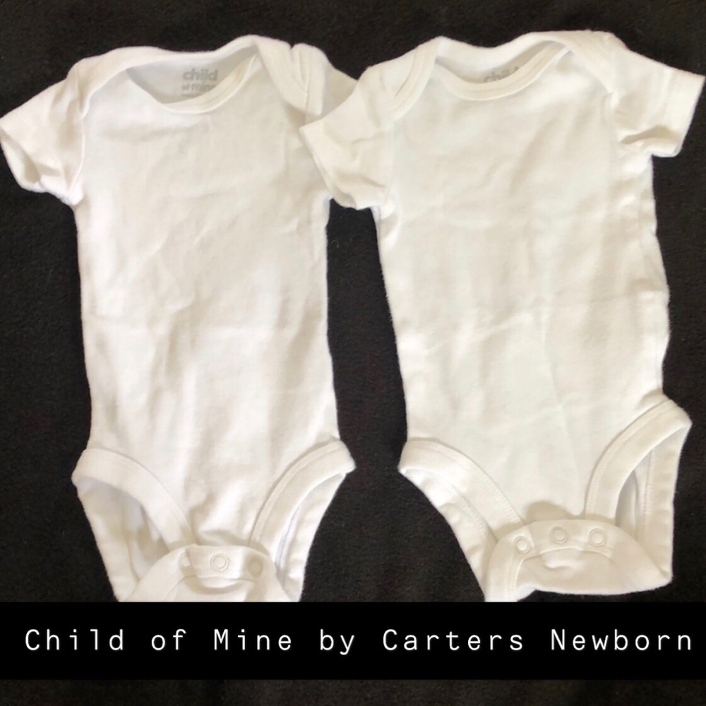 Set of 6 White Newborn Onsies